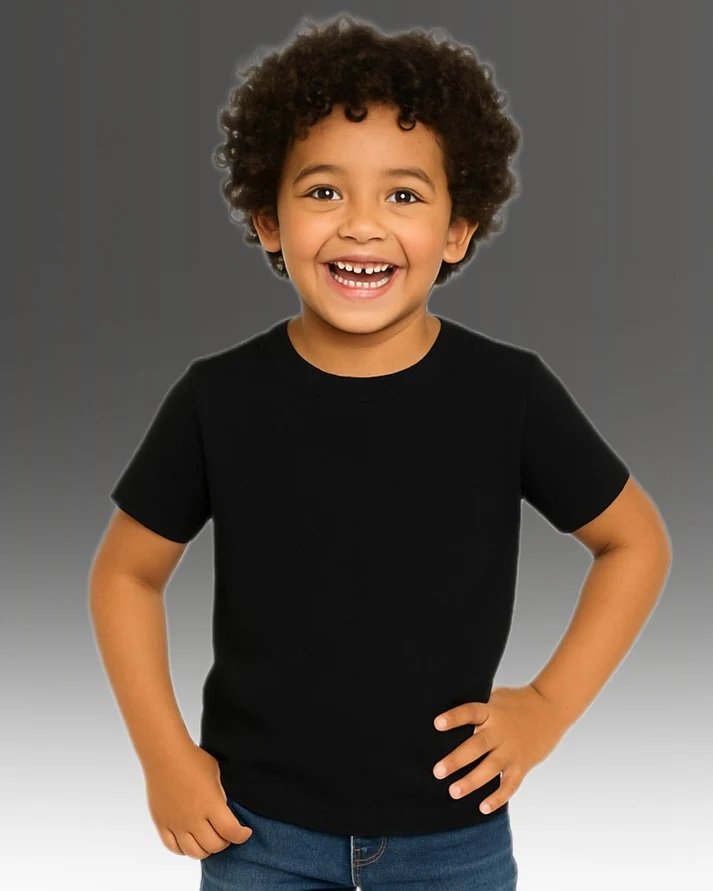 Kids Plain Black Cotton T-Shirt | Soft Breathable Half Sleeve Tee for Boys & Girls