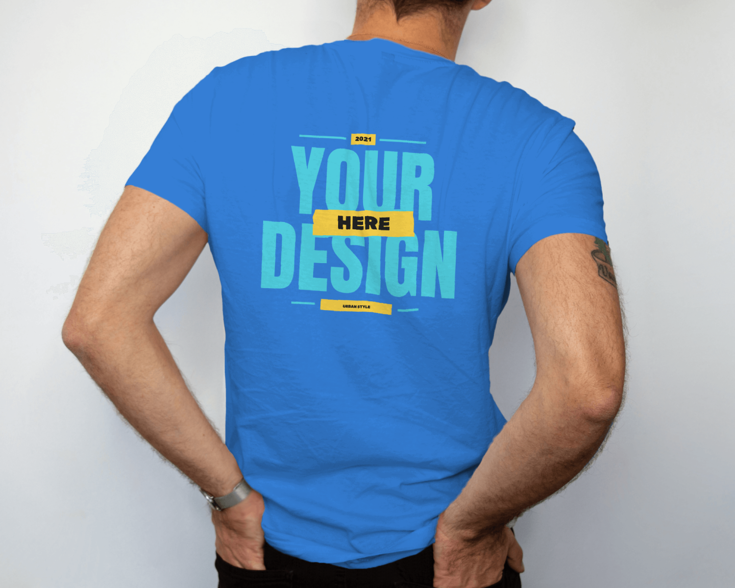 Men's Customized Back print T-shirt - Royal Blue
