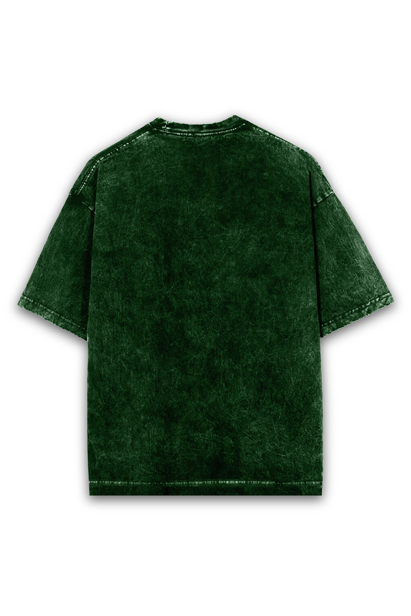 Oversize Acid wash plain t shirt - Green
