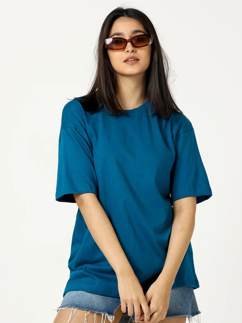 Women's cotton Oversize T-Shirt Manufacturer - Navy Blue
