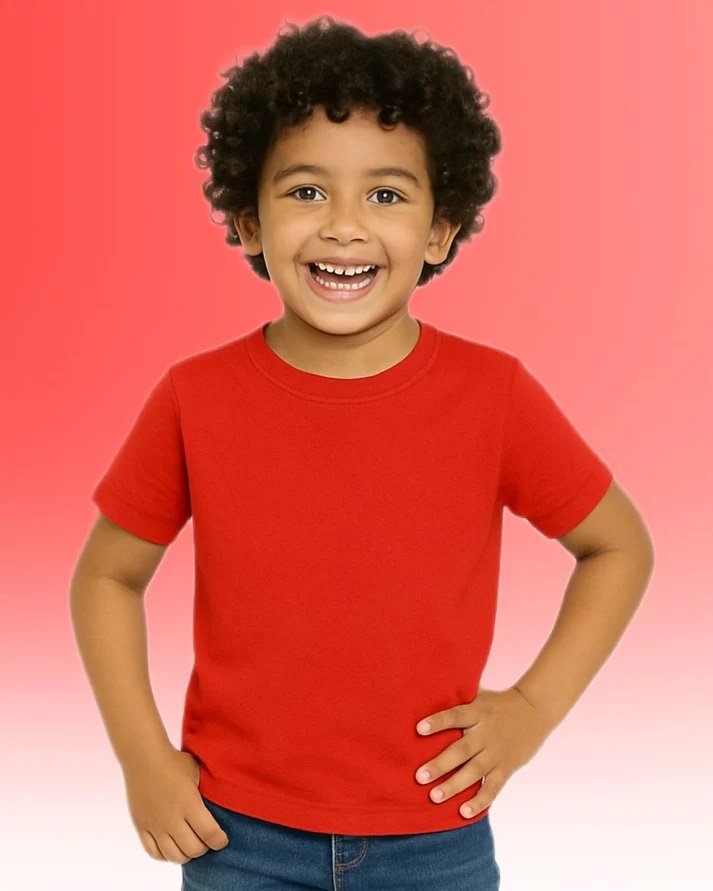 Kids Plain Red Cotton T-Shirt | Soft Breathable Half Sleeve Tee for Boys & Girls