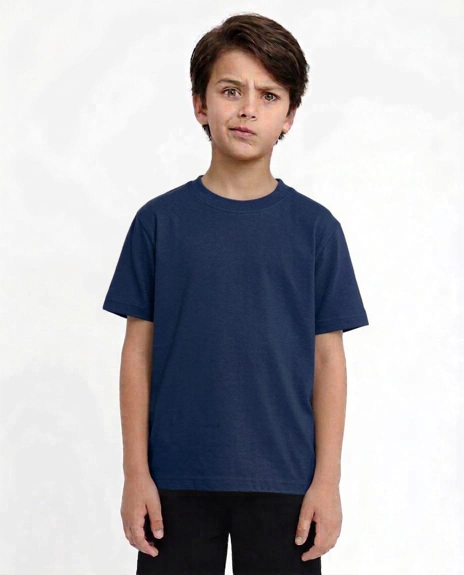 Nevy Blue- round neck 180 GSM Cotton T-shirt -Kids