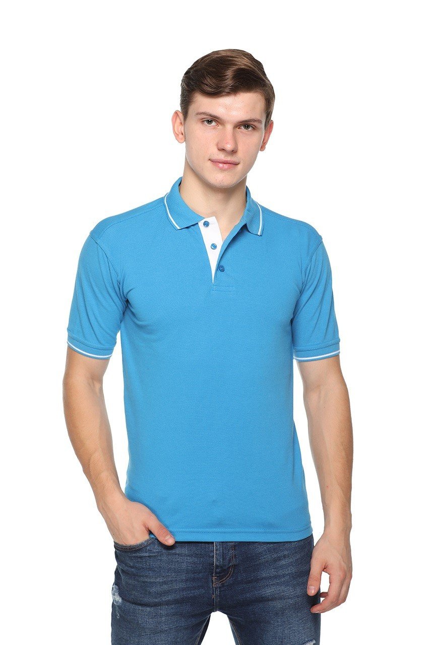 Pikmee Highline Turquoise Blue Single Tipping Polo T-shirt