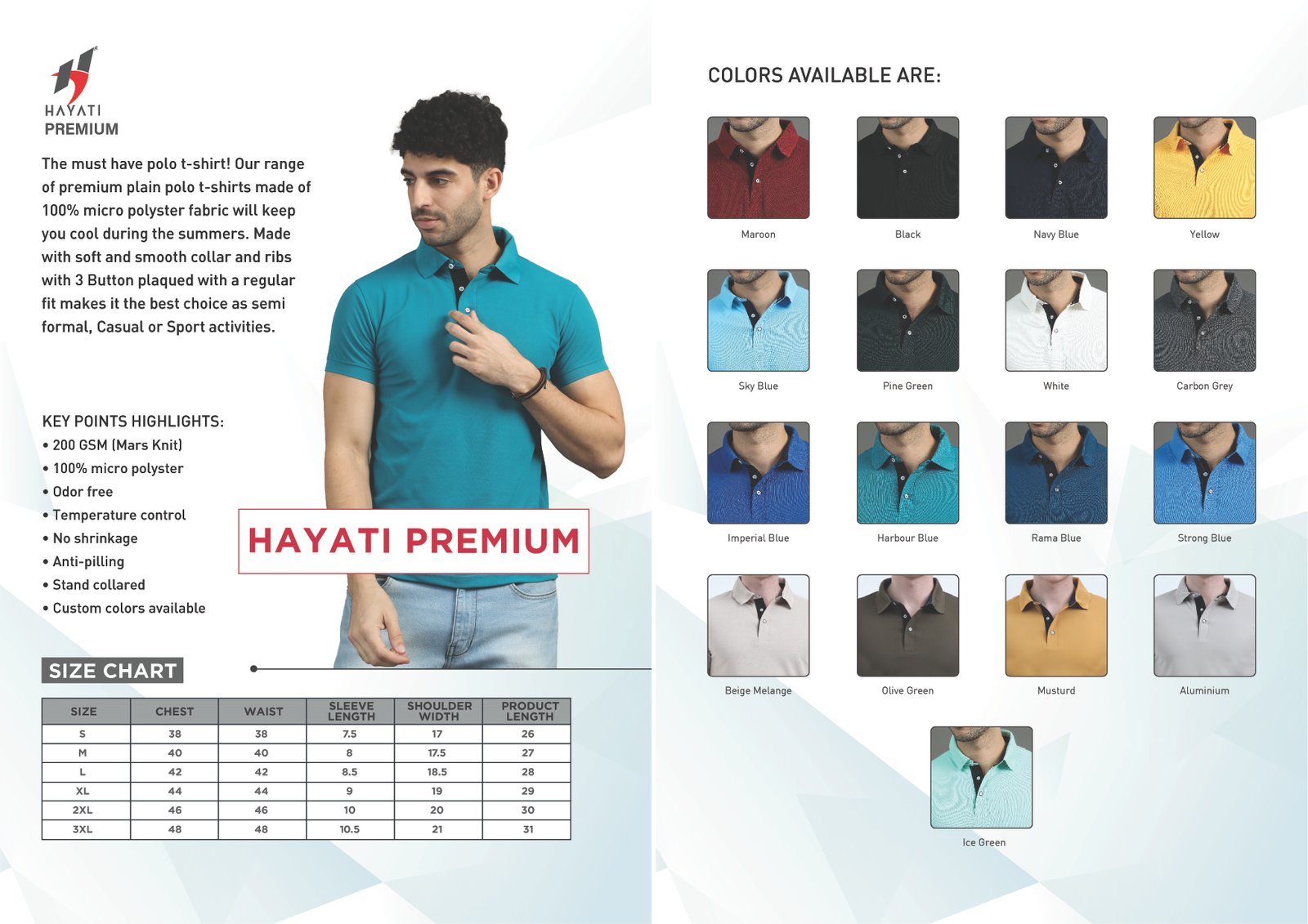 HAYATI PREMIUM/ POLYESTER 200GSM MENS POLO TSHIRT